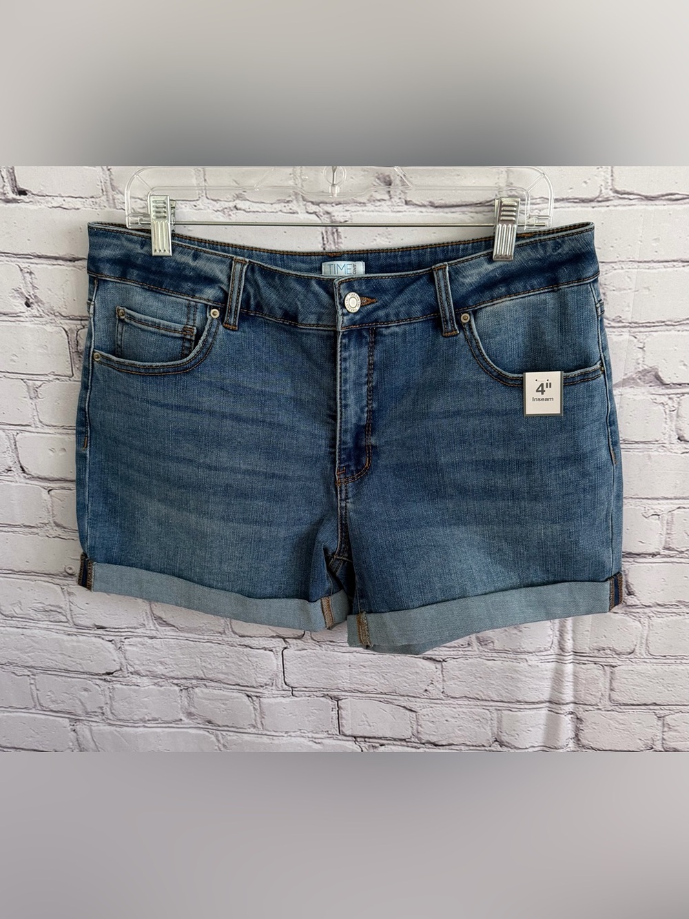 Time and Tru Blue Denim Roll-Cuff Women's Shorts